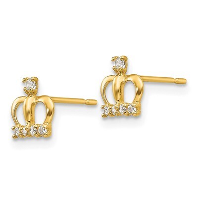 Synthetic Diamond Crown Post Earrings - 14k Gold GK607 by Madi K, MPN: GK607, 886774998909