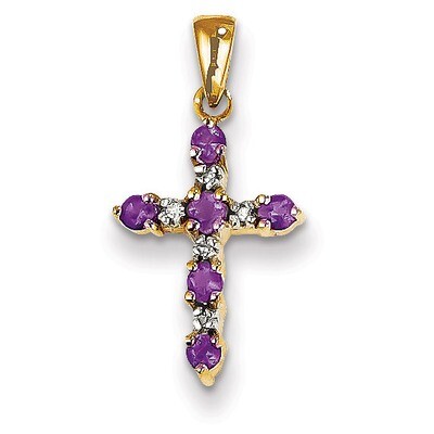 Amethyst &amp; Diamond Cross Pendant 14k Gold XP3380AM/A, MPN: XP3380AM/A, 886774130767