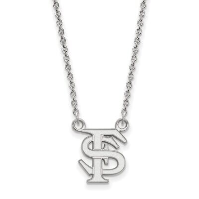Florida State University Small Pendant with Chain Necklace 14k White Gold 4W015FSU-18, MPN: 4W015FS…