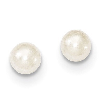 5-6mm White Cultured Button Pearl Stud Earrings Sterling Silver QE7666, MPN: QE7666, 883957585024