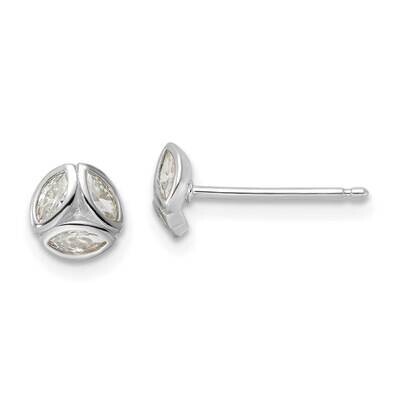 Rhodium-Plated CZ Diamond Post Earrings Sterling Silver Polished QE16185, MPN: QE16185, 196904150368