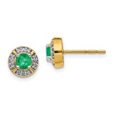 Emerald Fancy Earrings 14k Gold Diamond EM3922-EM-012-YA, MPN: EM3922-EM-012-YA, 191101836541