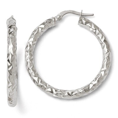 Leslie&#39;s ForeverLite Polished and Textured Earrings - 14k White Gold HB-LE437, MPN: LE437, 88395702…