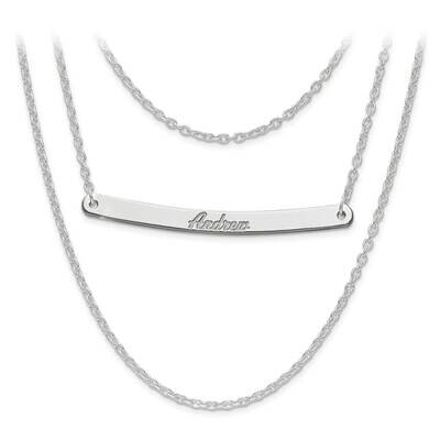 Brushed 3 Chain 1 Bar Name Necklace Sterling Silver Rhodium-plated XNA651SS, MPN: XNA651SS, 8867745…