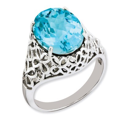 Light Swiss Blue Topaz Ring Sterling Silver QR3176LSBT, MPN: QR3176LSBT, 883957659343