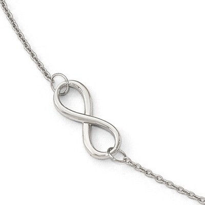 Leslie&#39;s Infinity with 1 inch Extender Anklet 9 Inch 14k White Gold Polished HB-LF659-9, MPN: LF659…