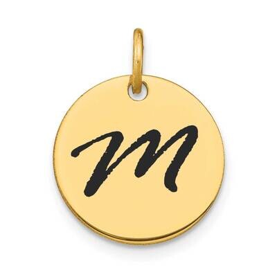 Letter M Black Epoxy Initial Disk Charm 14k Gold Polished YC1436M, MPN: YC1436M, 196904084106
