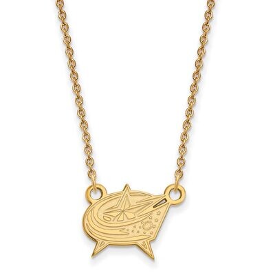 Columbus Blue Jackets Small Pendant with Chain Necklace 10k Yellow Gold 1Y007BJA-18, MPN: 1Y007BJA-…