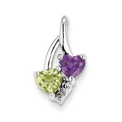 Amethyst Peridot Diamond Pendant Sterling Silver QP3859, MPN: QP3859, 883957522050