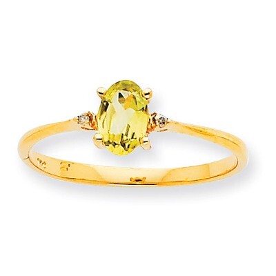 Polished Geniune Diamond &amp; Peridot Birthstone Ring 10k Gold 10XBR209, MPN: 10XBR209, 191101091711