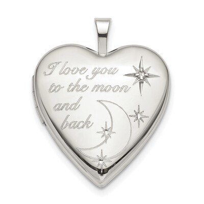 20mm LOVE TO THE MOON Diamond Heart Locket Sterling Silver QLS820, MPN: QLS820, 886774126104