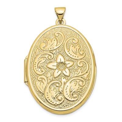 32mm Oval Flower with Scrolls Locket 10k Gold 10XL619, MPN: 10XL619,