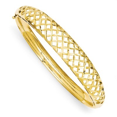6.25-12.5mm Graduated Fancy Weave Hinged Bangle Bracelet 14k Gold DB256, MPN: DB256, 886774094533