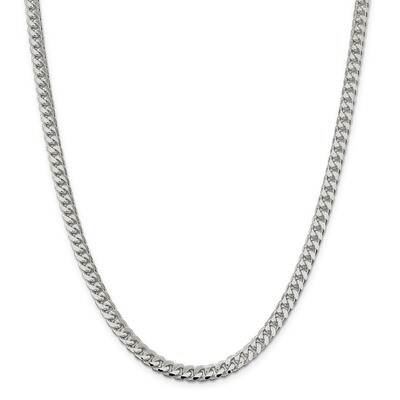 24 Inch 6.00mm Domed Curb Chain Sterling Silver QRC180-24, MPN: QRC180-24, 883957822310