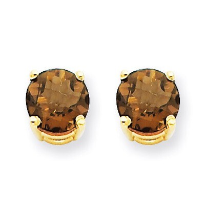 6mm Round Smokey Quartz Earrings 14k Gold XE73SQ, MPN: XE73SQ, 883957097657