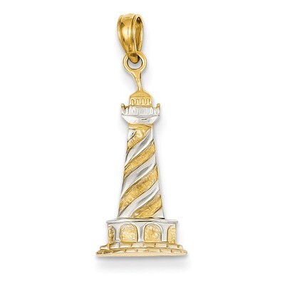 Cape Hatters Lighthouse Pendant 14K Gold &amp; Rhodium K4147, MPN: K4147, 637218085293
