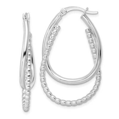 Double Oval Hoop Earrings Sterling Silver Polished QE15894, MPN: QE15894, 196904151792