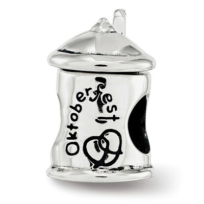 Octoberfest Beer Stein Bead Sterling Silver QRS3759, MPN: QRS3759,