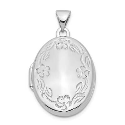 21mm Floral Oval Locket Sterling Silver Rhodium-plated QLS964, MPN: QLS964, 886774093567
