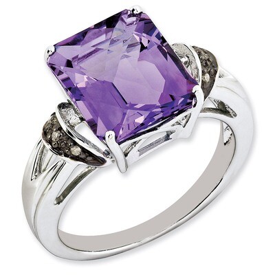 Amethyst &amp; Diamond Ring Sterling Silver QR2871AM, MPN: QR2871AM, 883957359823