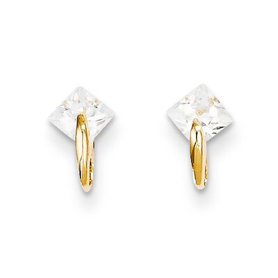 Synthetic Diamond 4mm Square Post Earrings - 14k Gold SE2267 by Madi K, MPN: SE2267, 886774983936