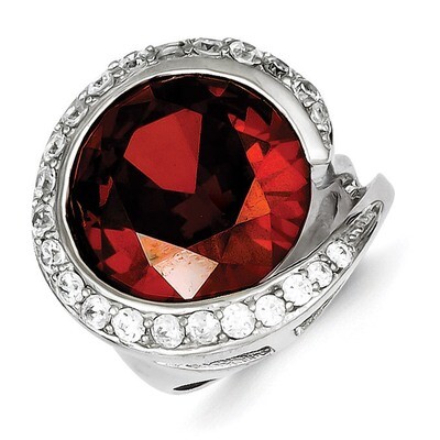 Red &amp; Clear Diamond Ring Sterling Silver QR2190, MPN: QR2190, 883957220215