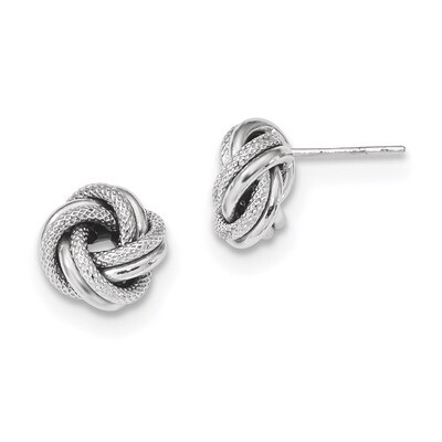Polished Textured Double Love Knot Post Earrings 14k white Gold TL1073W, MPN: TL1073W, 191101059377