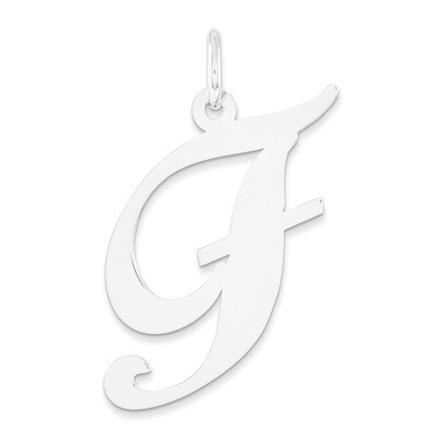 Large Fancy Script Initial F Charm 14k white Gold YC655F, MPN: YC655F, 191101634642