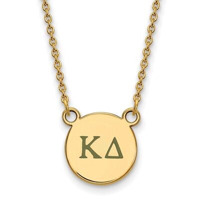 Kappa Delta Extra Small Enameled Pendant with 18 Inch Chain Gold-plated Silver GP027KD-18, MPN: GP0…