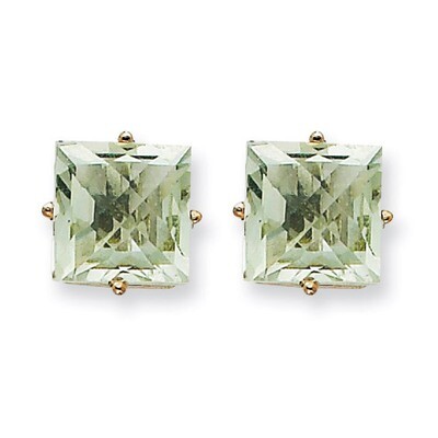 Princess 4-Prong 8.0mm Green Quartz Earrings 14k White Gold XE64WAG, MPN: XE64WAG, 883957224893
