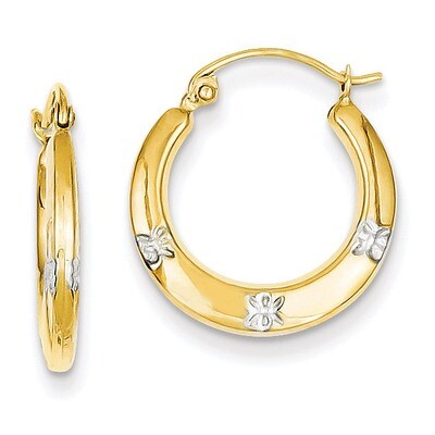 Flowers Hollow Hoop Earrings 14K Gold &amp; Rhodium TL780, MPN: TL780, 883957026695