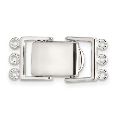 Triple Strand Fold-over Pearl Clasp Sterling Silver Polished SS5002, MPN: SS5002,