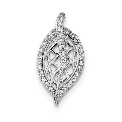 CZ Diamond Leaf Chain Slide Sterling Silver Rhodium-plated Polished QP4794, MPN: QP4794,