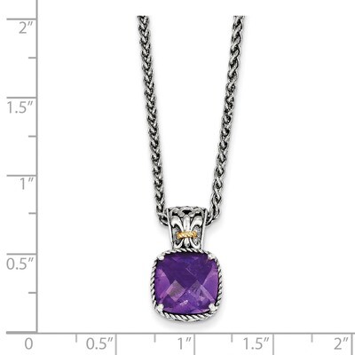 Amethyst Necklace Sterling Silver &amp; 14k Gold QTC731, MPN: QTC731, 883957441306