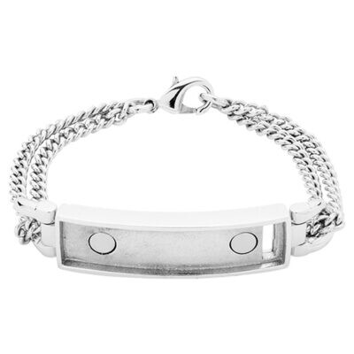 Nikki Lissoni Silver-plated Double-Chain Bracelet of 21cm For Medium Magnetic Tags TB04S21M, MPN: T…