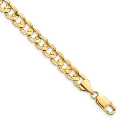 8 Inch 8.5mm Open Concave Curb Chain 14k Yellow Gold LCR220-8, MPN: LCR220-8, 886774559940
