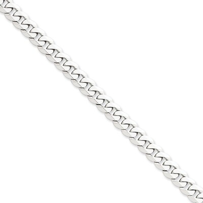 24 Inch 7.25mm Beveled Curb Chain 14k White Gold WFBU180-24, MPN: WFBU180-24, 886774561264