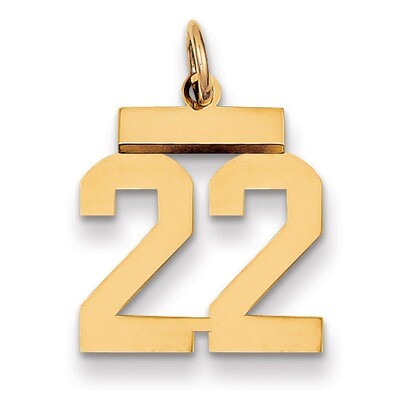 Number 22 Charm 14k Gold Small Polished LS22, MPN: LS22, 883957033419