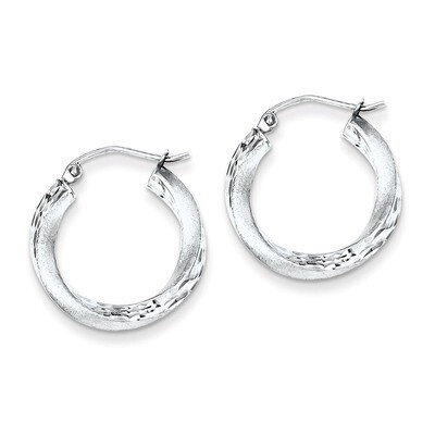 Satin Finished Twisted Hoop Earrings Sterling Silver Rhodium-plated QE4610, MPN: QE4610, 8839579322…