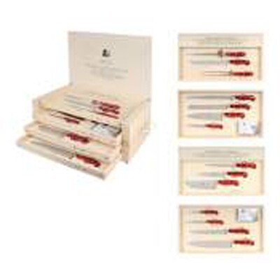 Berti Set For Kitchen and Serving Knife Red Lucite Handle 2423