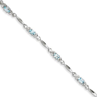 Aquamarine and Diamond Bracelet Sterling Silver QX852AQ, MPN: QX852AQ, 883957522883