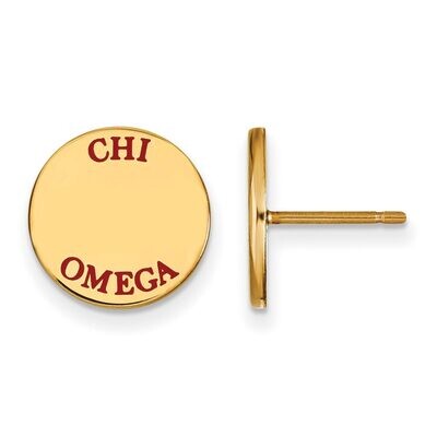 Chi Omega Enameled Post Earrings Gold-plated Silver GP020CHO, MPN: GP020CHO, 886774924663