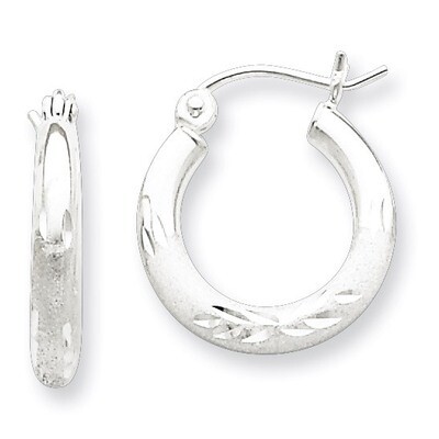 Satin Finished Hoop Earrings Sterling Silver Rhodium-plated QE4429, MPN: QE4429, 883957930497