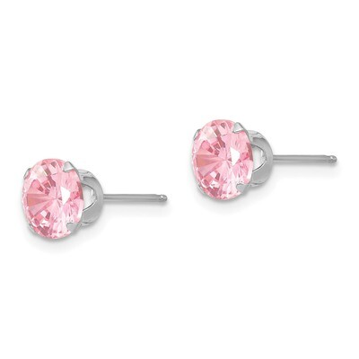 6.5mm Pink Synthetic Diamond Post Earrings - 14k White Gold SE482 by Madi K, MPN: SE482, 27657637052