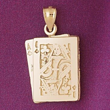 Dazzlers Jewelry Ace Queen Clubs Pendant Necklace Charm Bracelet in Yellow, White or Rose Gold 5445…