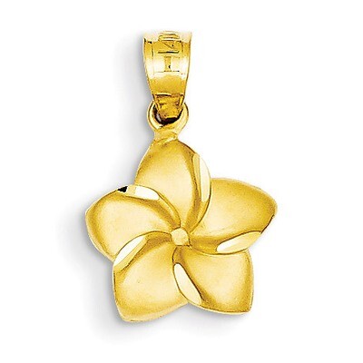 Plumeria Floral Charm Pendant 14k Gold D330, MPN: D330, 883957864815