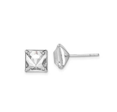 Swarovski Crystal Square Post Earrings Sterling Silver Rhodium-plated QE14436, MPN: QE14436, 886774…