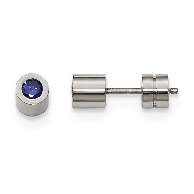 CZ Sept Birthstone Polished Post Earrings Stainless Steel SRE1004 by Chisel, MPN: SRE1004, 19110164…
