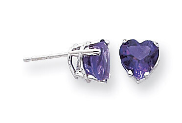 7mm Heart Amethyst Earrings 14k White Gold XE99WAM, MPN: XE99WAM, 883957111056