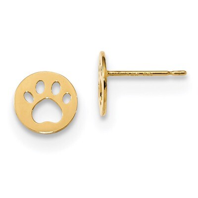 Madi K Kids Pawprint Post Earrings 14k Gold GK956, MPN: GK956, 191101902840